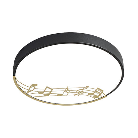 Black/White Macaron Disc Led Ceiling Flushmount Light With Rhythm Pattern - Sleek & Stylish