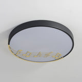 Black/White Macaron Disc Led Ceiling Flushmount Light With Rhythm Pattern - Sleek & Stylish