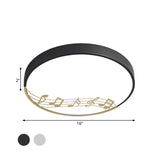 Black/White Macaron Disc Led Ceiling Flushmount Light With Rhythm Pattern - Sleek & Stylish