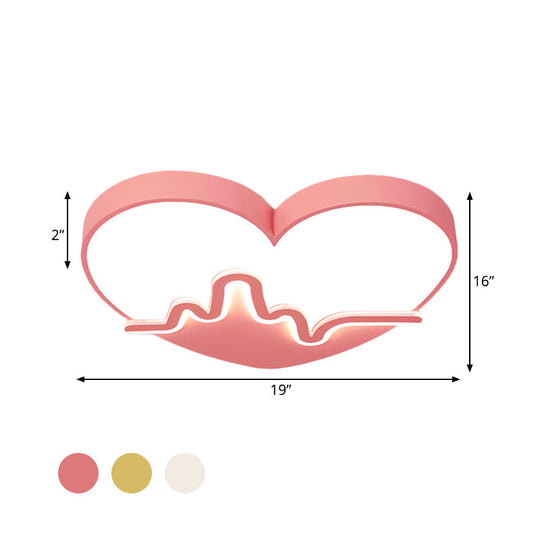 Macaron Heartbeat Acrylic Led Flushmount Ceiling Lamp - White/Pink/Gold Child Bedroom