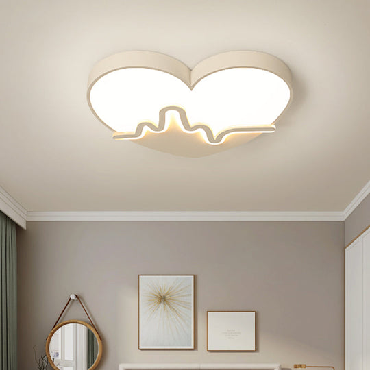 Macaron Heartbeat Acrylic Led Flushmount Ceiling Lamp - White/Pink/Gold Child Bedroom