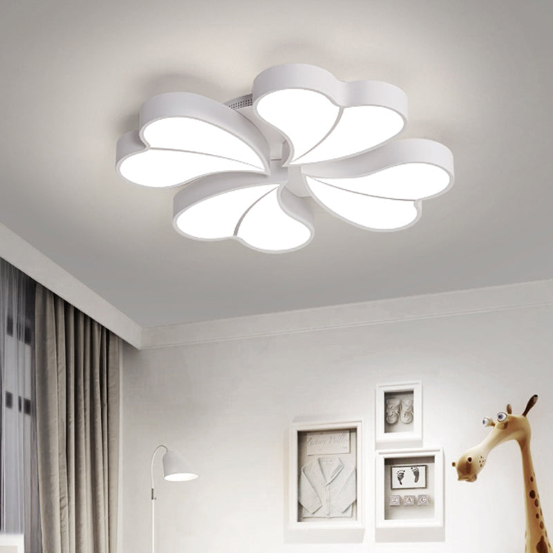 Iron Clover Flush Ceiling Light In Macaron White/Blue/Pink Led Mount With Acrylic Shade - Ideal For