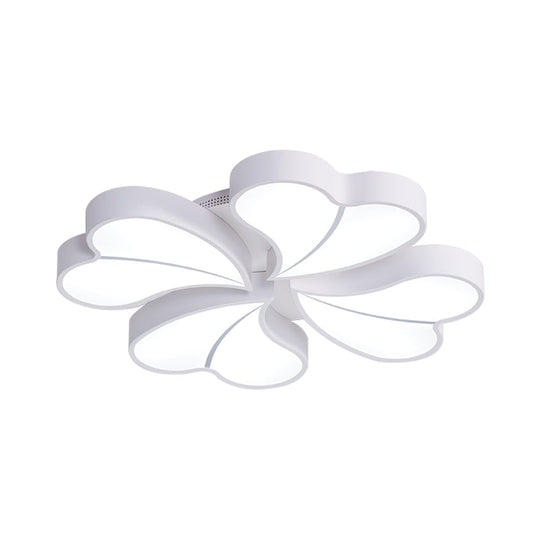 Iron Clover Flush Ceiling Light In Macaron White/Blue/Pink Led Mount With Acrylic Shade - Ideal For