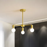 Gold Radial Chandelier With Bare Bulb - Modern 3/4/6 Ceiling Lights For Bedroom