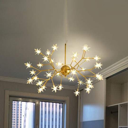 Gold Iron Starry Pendant Light Fixture - Modern 9/27/36-Light Chandelier For Dining Room