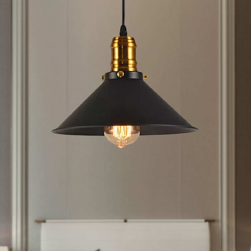 Vintage Cone Metal Ceiling Pendant Light - 1/2/3-Pack Black Stylish Design 10’/12’/14’ Width