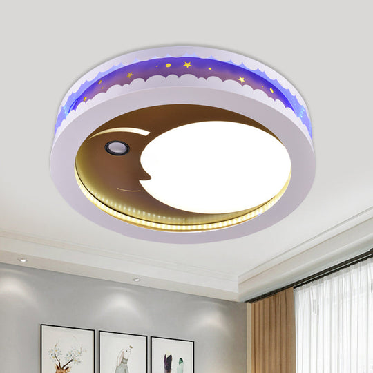 Metal Led Music Ceiling Light For Bedrooms: Hollow Crescent Design (Pink/Blue/Navy) Gold