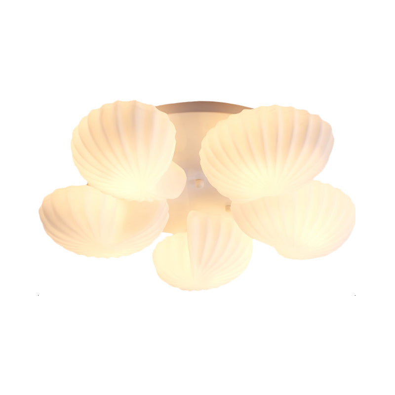 Nautical Glass Scallop Shell Flush Light - 3/5 - Light Mount Ceiling Lighting For Living Room