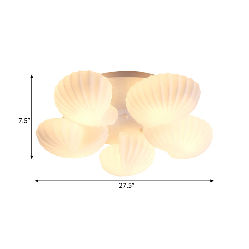 Nautical Glass Scallop Shell Flush Light - 3/5 - Light Mount Ceiling Lighting For Living Room