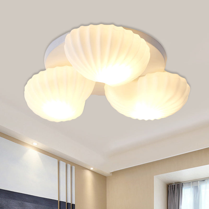 Nautical Glass Scallop Shell Flush Light - 3/5-Light Mount Ceiling Lighting For Living Room 3 /