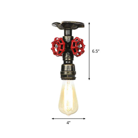 Bronze Water Pipe Ceiling Light - Antique Semi-Flush Mount With 1 Bulb