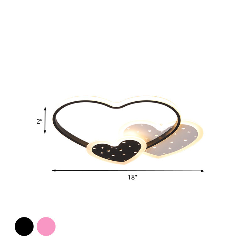 Love Family Flushmount Macaron Led Ceiling Light For Kids Room - Pink/Black