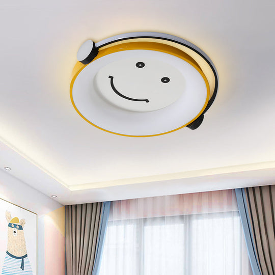 Cartoon Kid Flush Light Led Ceiling Lamp In Yellow - Acrylic Music - Themed For Child’s Bedroom