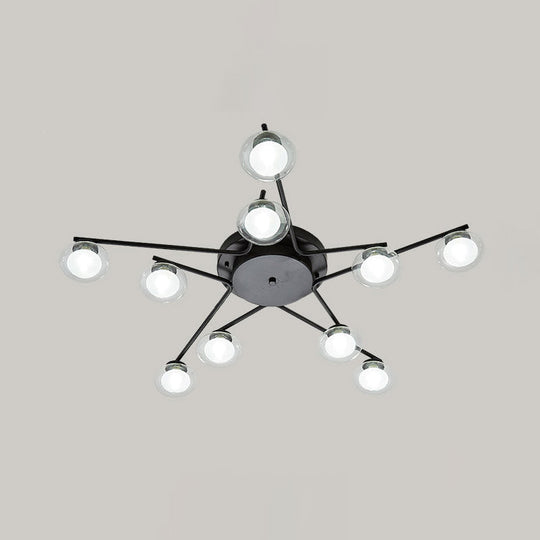 Pentagram Flush Ceiling Light With Dual Glass Shades - Kids’ Iron Semi Mount Lighting
