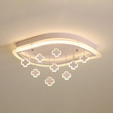 Kids Leaf Flushmount Acrylic Led Ceiling Light In White With Mathematical Sign Drapes - Ideal For