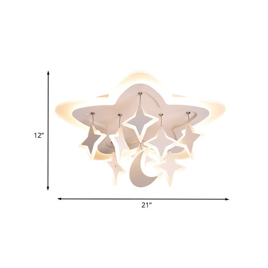 Starry Kids Room Led Ceiling Light With Acrylic Cartoon Design In Warm/White – Flush Mount Lamp