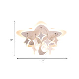 Starry Kids Room Led Ceiling Light With Acrylic Cartoon Design In Warm/White Flush Mount Lamp White
