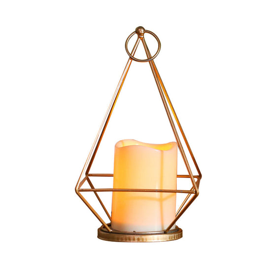 Childrens Gold Diamond/Triangle/Hexagon Battery-Powered Led Night Lamp With Iron Cage And Inner