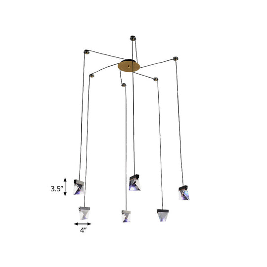 Gorgeous 3/6-Light Gem Multi Ceiling Pendant Lamp Kit With Led Beveled Crystal And Simple Brass