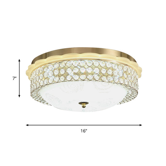 Led Crystal Bead Flushmount Lamp For Foyer - Modernist Circle Design 16’/19.5’ Wide