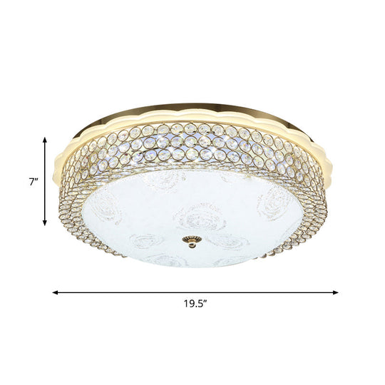 Led Crystal Bead Flushmount Lamp For Foyer - Modernist Circle Design 16’/19.5’ Wide