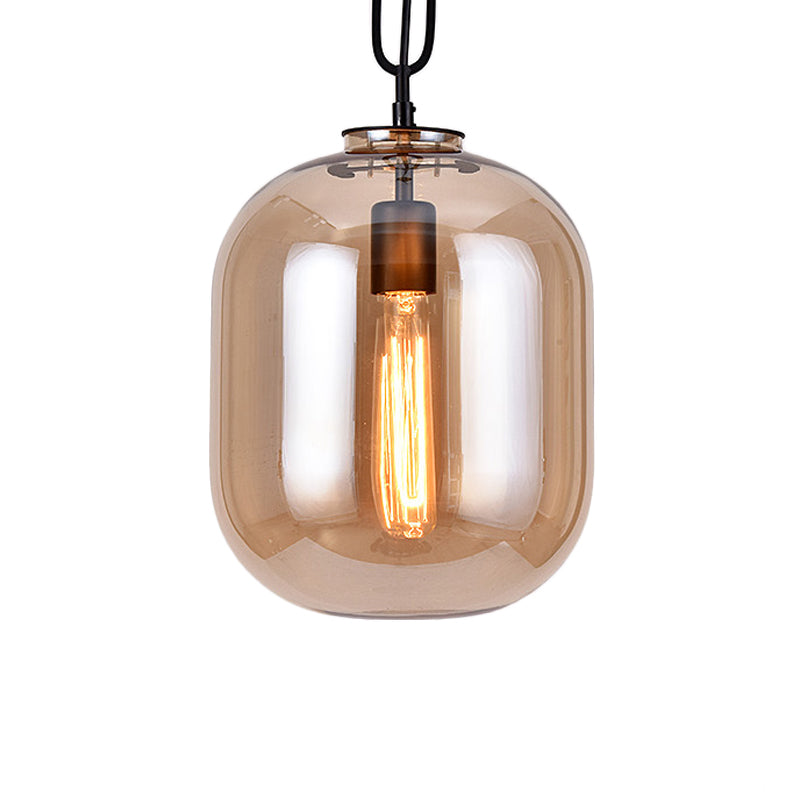 Smoke Gray/Cognac Glass Industrial Ceiling Pendant Lamp - 1 Head 10’/14’ Wide