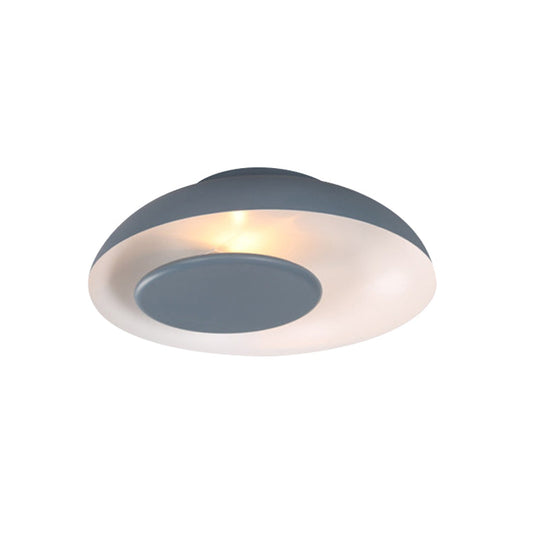 Macaron Single Iron Flush Mount Ceiling Light With Colorful Wide Bowl Design And Cover -