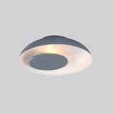Macaron Single Iron Flush Mount Ceiling Light With Colorful Wide Bowl Design And Cover -
