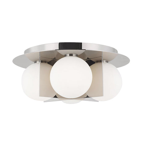 Postmodern Bedroom Ceiling Lamp: 3-Light Flush Mount With Black/Gold/Chrome Finish & Milky Glass