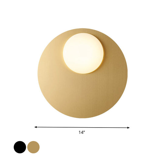Modern Cream Glass Flush Mount Lamp: Designer 1 - Light Ceiling Fixture With Black/Brass Disk Top