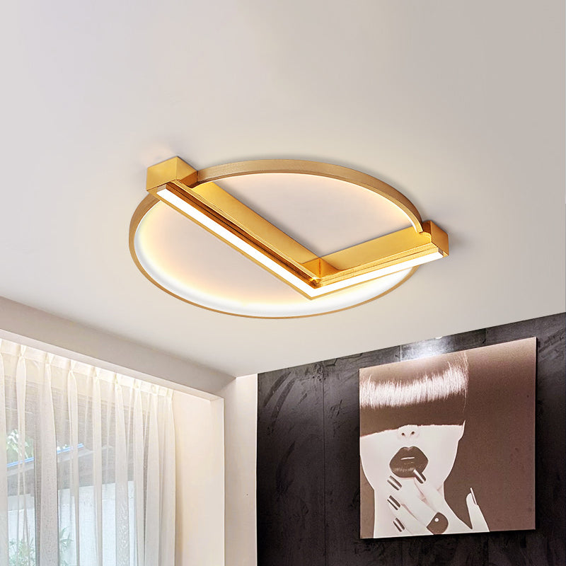 Minimalist Gold Flush Mount Led Ceiling Light Fixture Aluminum 18/23.5 Width - Ideal For Living Room