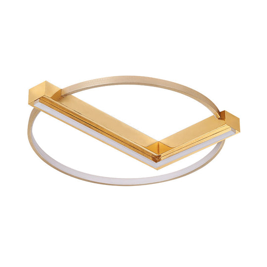 Minimalist Gold Flush Mount Led Ceiling Light Fixture Aluminum 18’/23.5’ Width - Ideal For