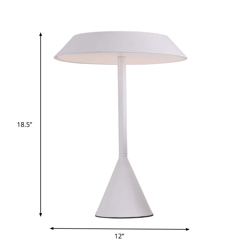 Touch Dimmer Desk Lamp - Conical Frustum Design Simple Iron White Reading Book Light