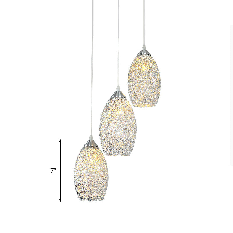 Contemporary Aluminum Cluster Pendant Light With Chrome Finish - Perfect For Dining Room
