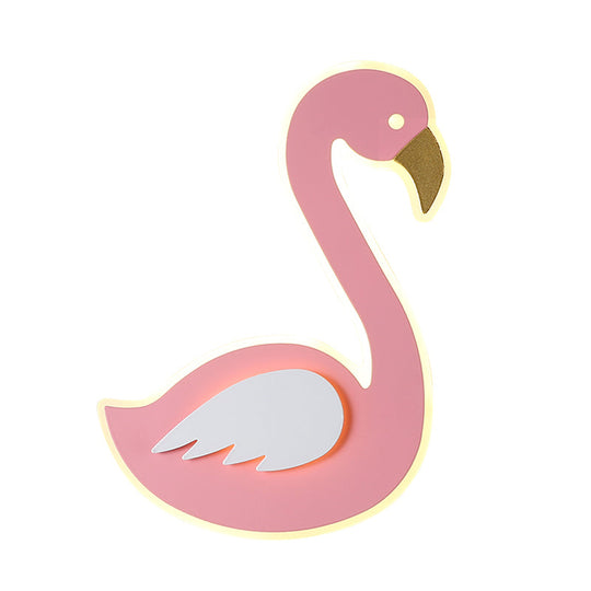 Swan Wall Lamp Cartoon Led Flush Mount Sconce - Pink Left/Right Facing Ideal For Baby Room
