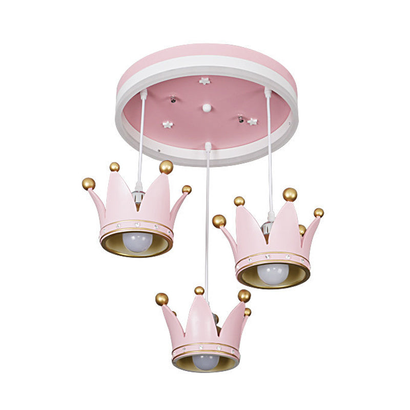 Kids 3 - Light Pink Led Flush Ceiling Lamp With Acrylic Loop Shape And Crown Draping Shade