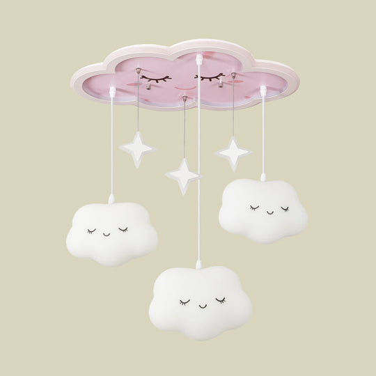 Children’s Sweet Dream Cloud Led Ceiling Light For Bedroom - With Draping Acrylic And Flush Mount