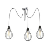 Vintage Iron Pear Cage Swag Pendant Lamp Black Multiple Hanging Lights 2/3/6 Light Options