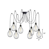 Vintage Iron Pear Cage Swag Pendant Lamp Black Multiple Hanging Lights 2/3/6 Light Options