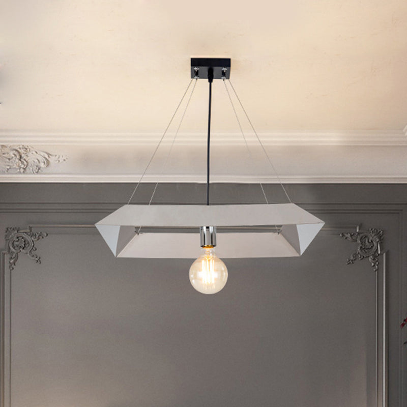 Modern Geometric Frame Pendant Lamp In White - Stylish Bedroom Ceiling Light