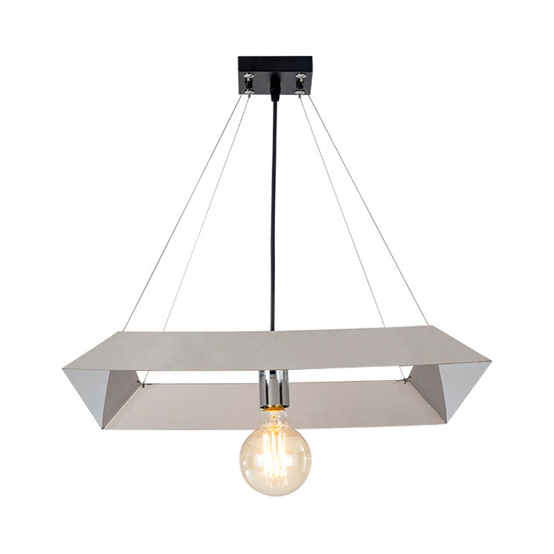 Modern White Geometric Frame Suspension Pendant Lamp - Bedroom Ceiling Light