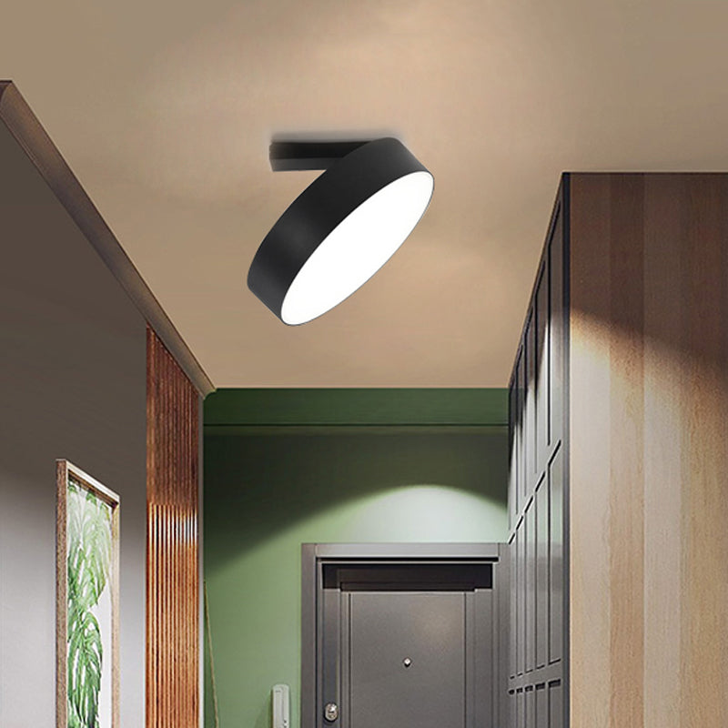 Modern Round Led Flushmount Ceiling Light In Black - 8’/12’ Diameter