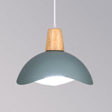 Macaron Iron 1-Light Hanging Lamp In Waving Dome Design - Pink/Yellow/Green Finish For Dining Room