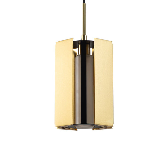 Gold Metal Geometric Bedside Pendant Light With Led Modern Hanging Lamp