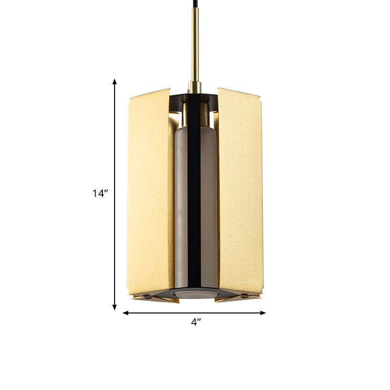 Gold Metal Geometric Bedside Pendant Light With Led Modern Hanging Lamp