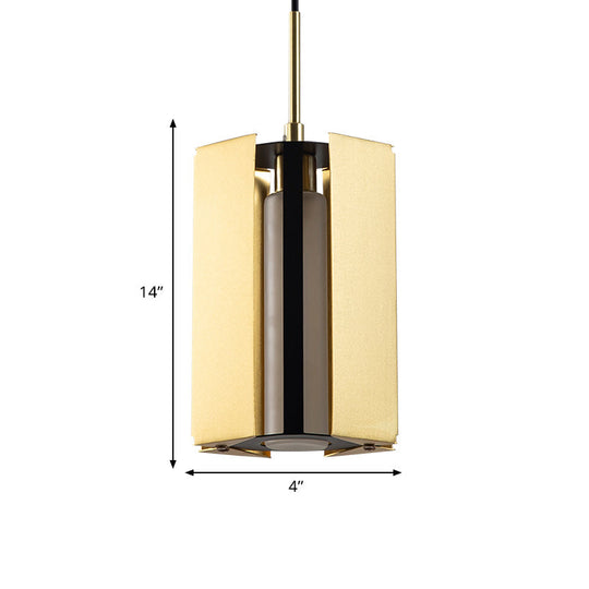 Gold Metal Geometric Bedside Pendant Light With Led Modern Hanging Lamp
