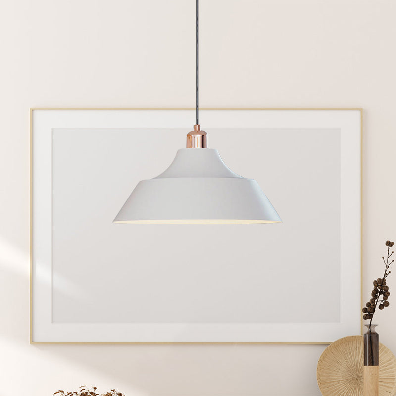 Modern Matte White Pendulum Lamp For Dining Room With Iron Shade