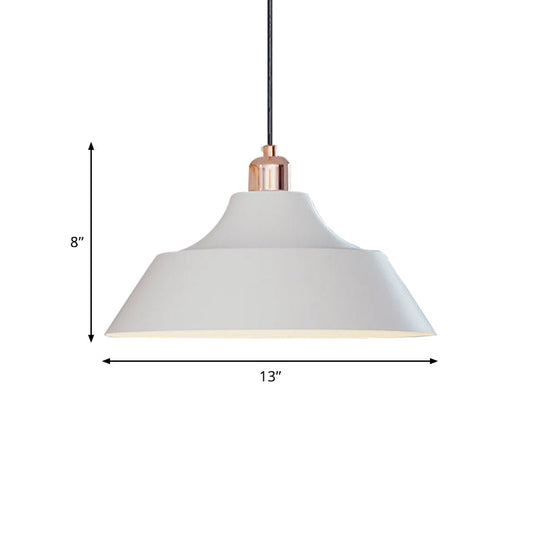 Sleek 1-Head Dining Room Pendant Light With Modern Matte White Finish And Barn Iron Shade