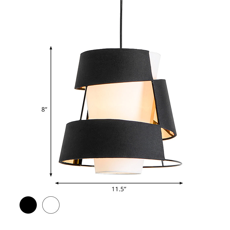Modern White/Black Hanging Light With Laser Cut Design - Metal Ceiling Pendant Lamp