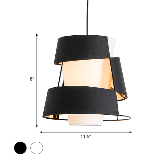 Modern White/Black Hanging Light With Laser Cut Design - Metal Ceiling Pendant Lamp